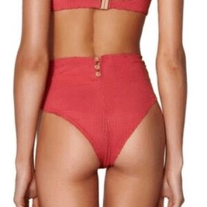 NWT Vix High-Waisted Red Bikini Bottom w/ Buttons on Back
